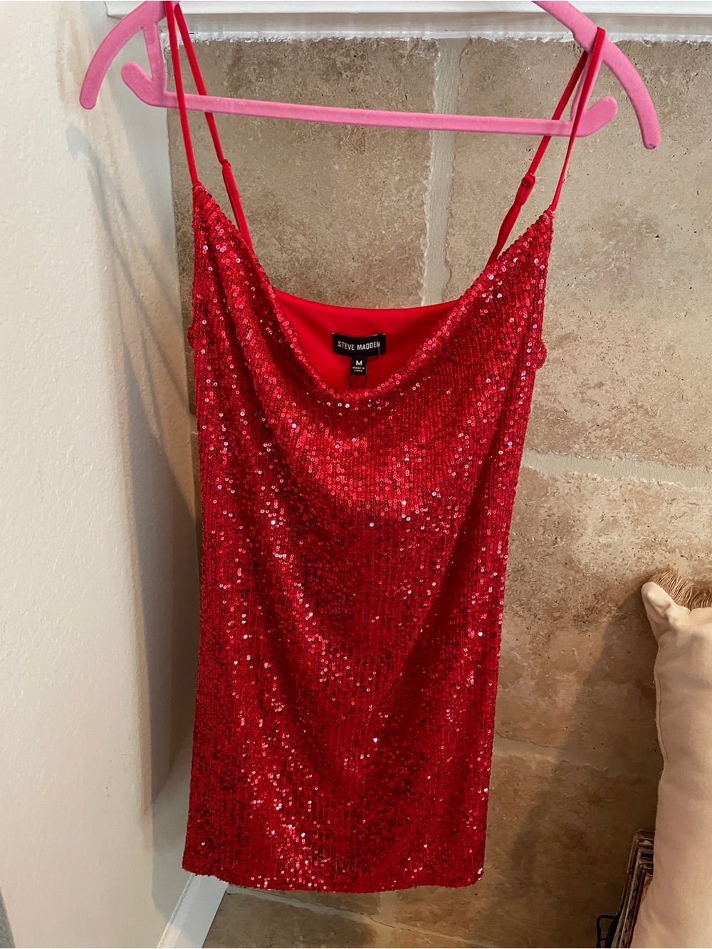 NWT Steve Madden Red Sequined Mini Dress Party Summer Cocktail Festival M